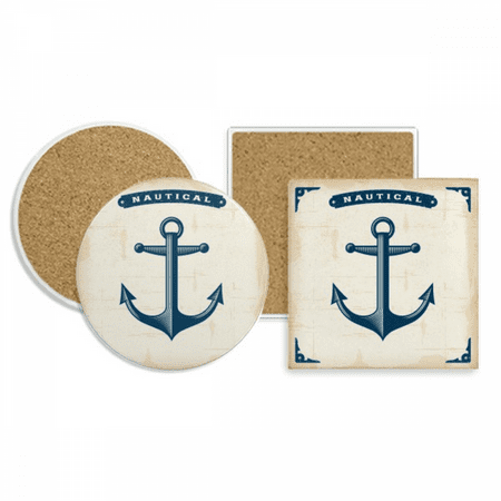 

Anchor Droits Adralty Blue Military Ocean Coaster Cup Mug Holder Absorbent Stone Cork Base Set