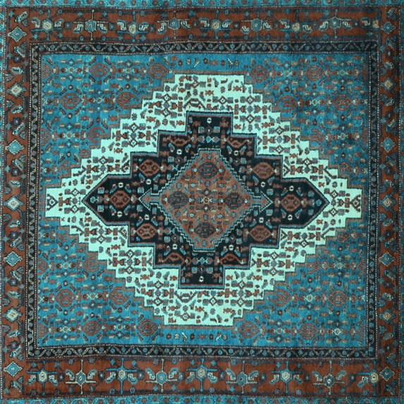 Ahgly Company Indoor Square Persian Light Blue Traditional Area Rugs, 7' Square