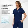 thumbnail image 4 of VIAOLI  Scrub for Women Set Y-neck Scrub Top & Cargo Pants, Breathable, Quick Drying, 4 of 6
