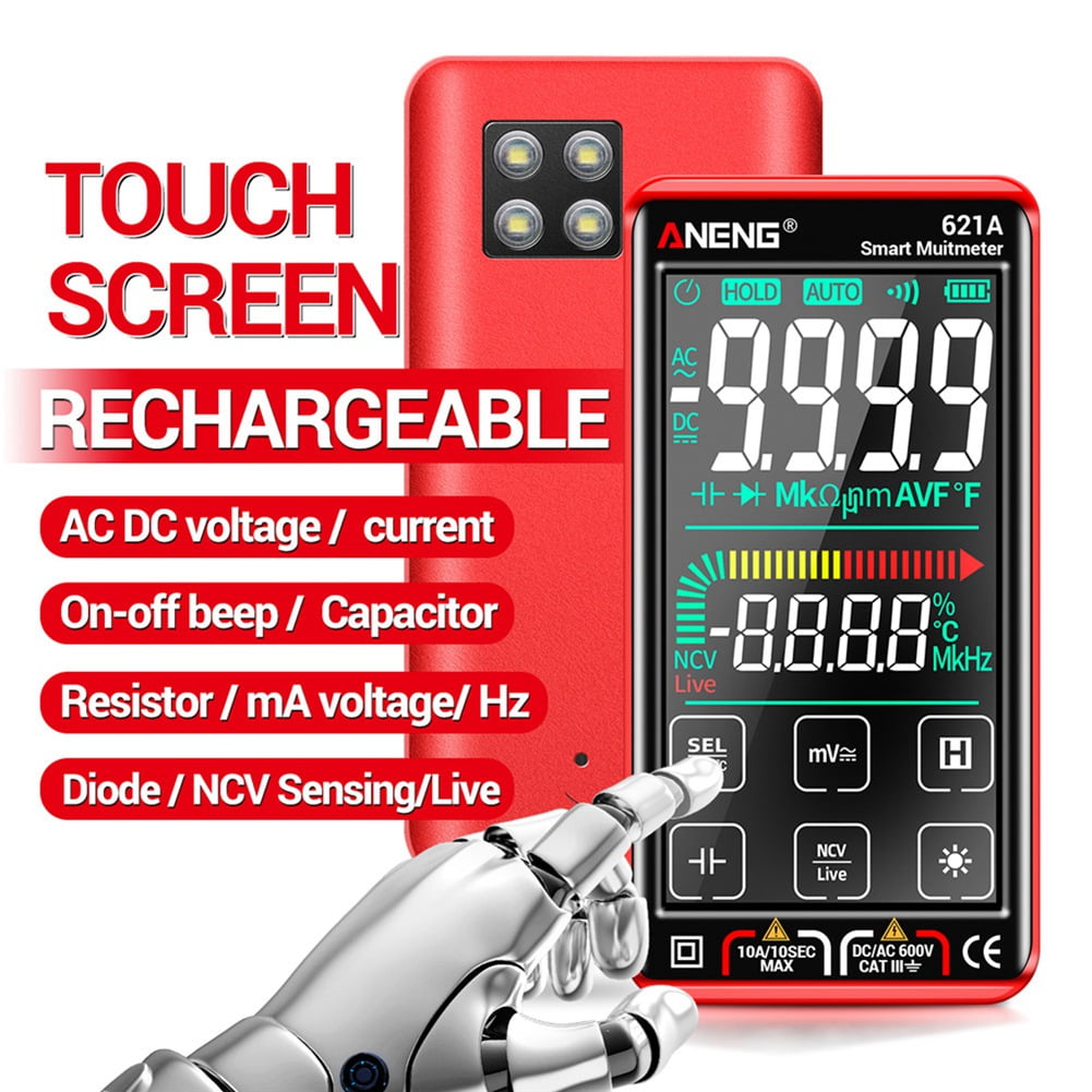 621A Touch Screen Intelligent Digital Multimeter 9999 Counts Auto Range Rechargeable NCV Universal Meter Ammeter