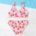 thumbnail image 5 of Fesfesfes Girls' Sleeveless Strawberry Print Summer Two-Piece Swimsuit Set Breathable and Comfortable Bathing Suit for Children 8-12 Years(Pink,8-9 Years), 5 of 7