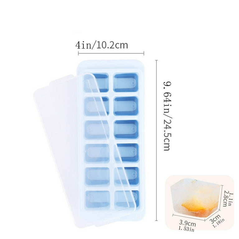 Silicone Ice Trays Large Cubes with Lids Large Rubber Tray with spill-proof  Summer to ice cover easy release tray is removable silicone Kitchen，Dining