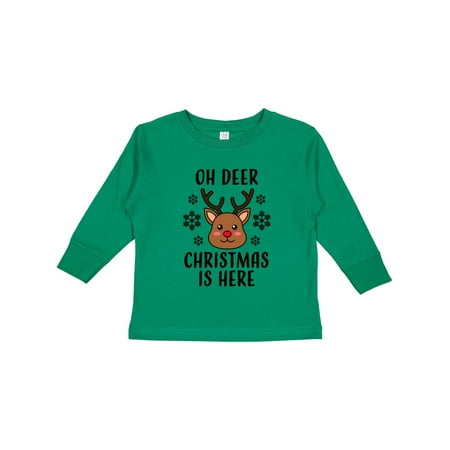 

Inktastic Oh Deer Christmas is Here with Cute Reindeer Icon Gift Toddler Boy or Toddler Girl Long Sleeve T-Shirt