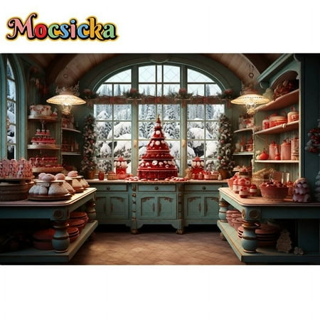 Image of Christmas Kitchen Backdrop For Kids Family Portrait Photography Birthday Cake Smash Studio Photography Background