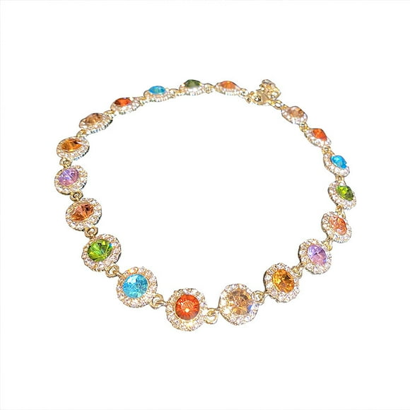 Geometric Colorful Crystal Choker Necklaces for Women Clavicle Chain Necklaces Jewelry Bijoux