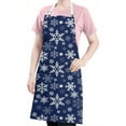thumbnail image 5 of Dark Blue Christmas Snowflake Apron-Garden Aprons for Women with Pockets-Cotton Linen Waterproof Kitchen Cooking Gardening Aprons Adjustable for Kitchen,Cooking,BBQ and Salon 32"x27", 5 of 7