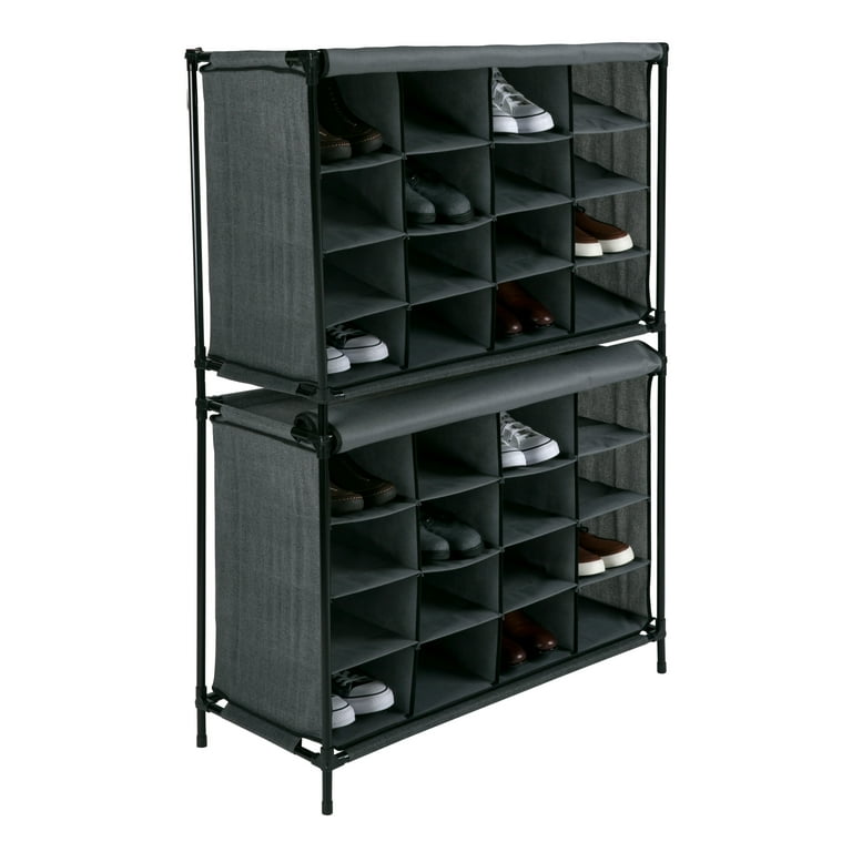 4 Tier Rolling Cubby Shoe Rack Gray - Brightroom™