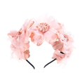 thumbnail image 3 of Baby Girls Flower Cluster Headband Soft Lace Cloth Floral Head Wear for Wedding Party Cute Flower Hair Band for Toddlers Flower Girls,Pink, 3 of 7
