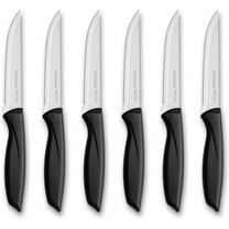 Ruffulon Steak Knife Set of 6,Sliver Steak Knives,Serrated Stainless Steel Kitchen Knife with Ergonomic Handle,Durable Multipurpose Kitchen Knives,Sharp Dinner Knife,Rust Resistant,Dishwasher Safe