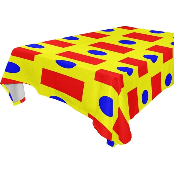 SKYSONIC 60"x60" Square Tablecloth with Rectangular and Circular Patterns Prints, Anti-Wrinkle and Smooth Table Cloth for Kitchen/Home/Dinning Wedding Decoration