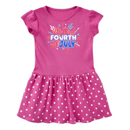 

Inktastic My First Fourth of July- red white and blue fireworks Gift Baby Girl Dress
