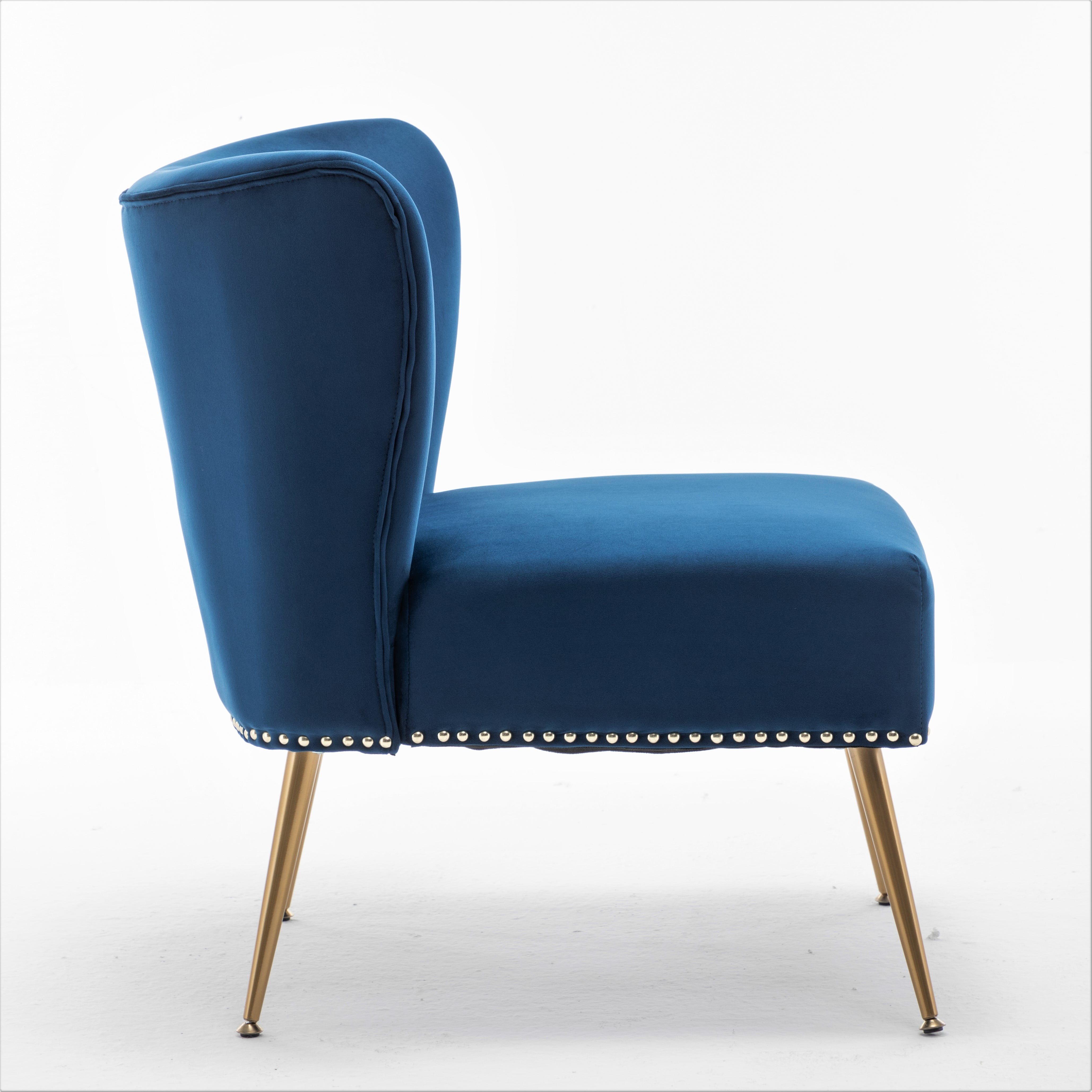 US Pride Furniture Corisha 25"W Velvet Armless Accent Living Room Chair, Dark Blue