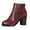 Wine, variant on Halloween Women's Platform Ankle Boots Almond Round Toe Leather Fall Short Booties with Back Zipper