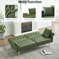 thumbnail image 4 of 68'' Leather Futon Sofa Bed, Modern Loveseat Sofa with Adjustment Backrest and Armrests, Memory Foam Small Sofa for Compact Living Spaces Apartment Dorm Studio Guest Room Home Office, Green, 4 of 8