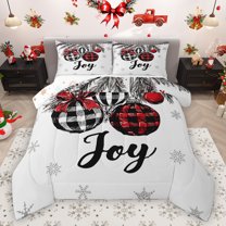 Homewish Xmas Buffalo Ball Bedding Comforter Set for Kids, Kawaii Winter Snowflake Twin Comforter Sets, Merry Christmas Reversible Bedding Set, Luxury Bedroom Decor, 2 Pieces