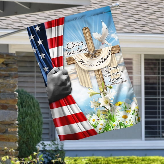Easter Christ Flag Christ Has Died Christ Is Risen Christ Will Come Again LHA2073F - House Flag (29.5" x 39.5")