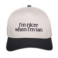 thumbnail image 5 of Women's Two Toned Embroidered Trucker Hat, "I’m Nicer When I’m Tan" Baseball Cap with Breathable Cotton, Vintage Adjustable Snapback Sun Hat for Outdoor Casual Daily Wear Black, 5 of 7