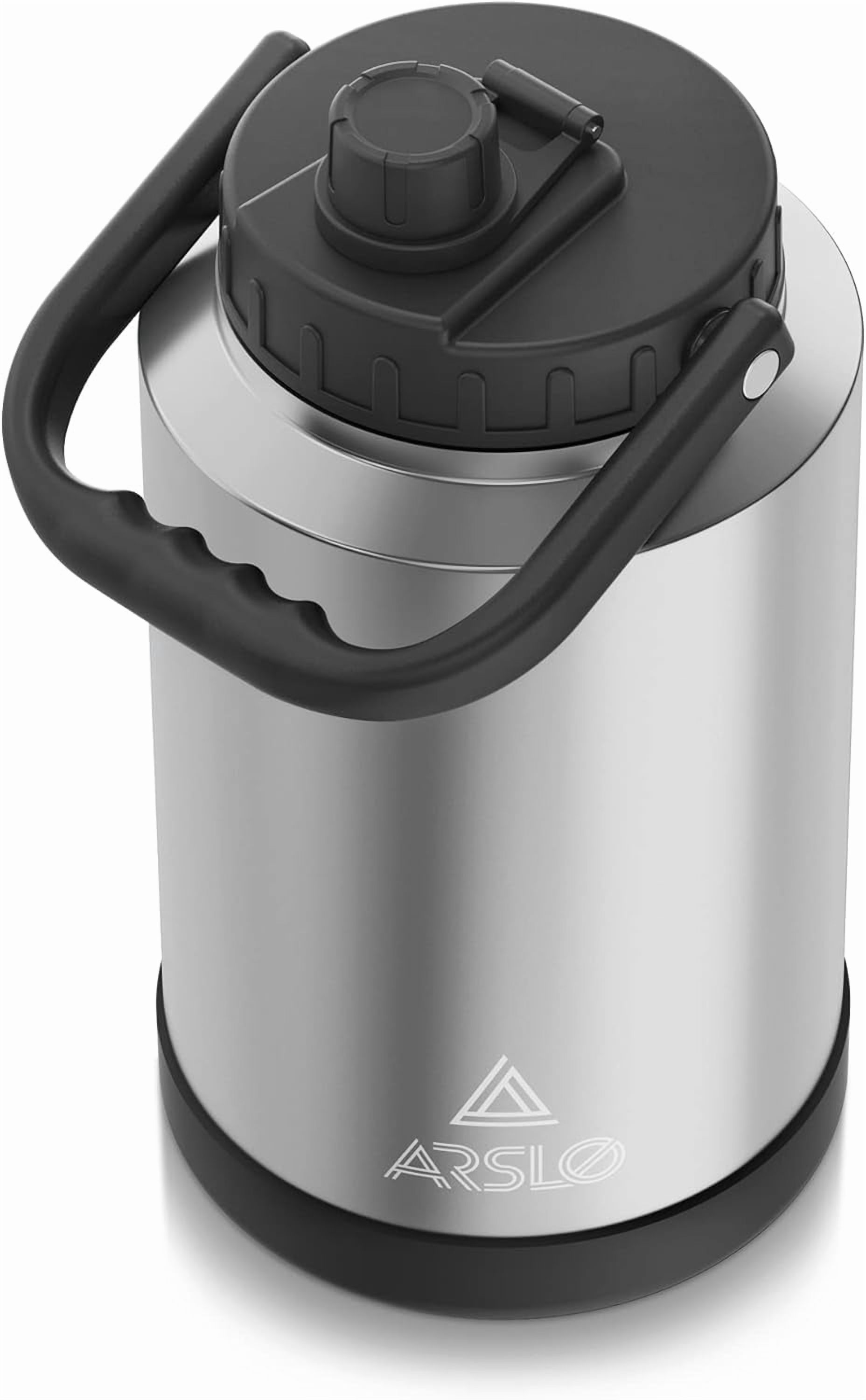 Arslo large Insulated Water Jug With Handle, One Gallon Insulated Water Bottle, 1 Gallon Stainless Steel Water Jug, Silver, 128 oz, 1 Count (Pack of 1)