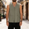 thumbnail image 4 of RFQWOVSR Mens Cotton Linen Summer Vest with Chinese Knot Buttons Loose Fit Retro L, 4 of 6