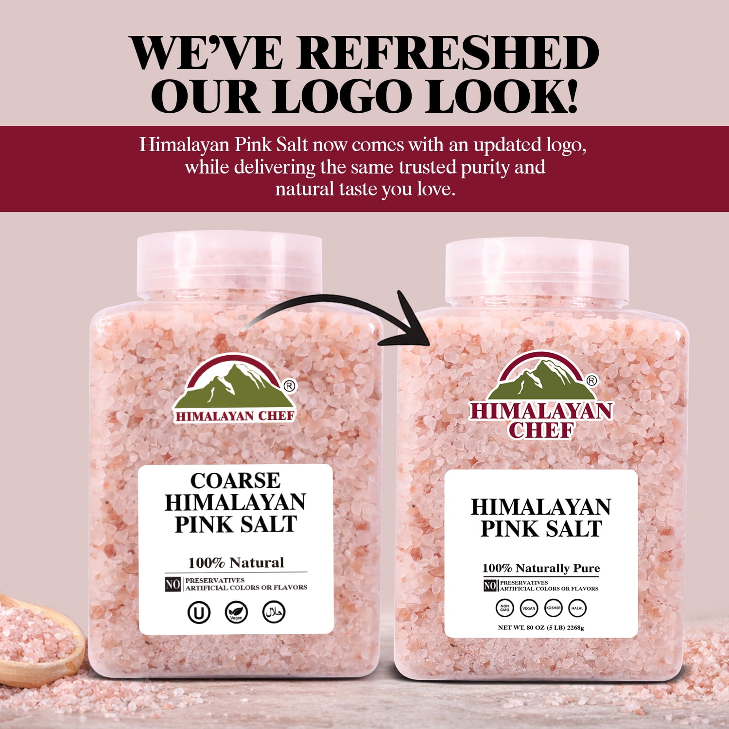 Himalayan Chef Pink Salt Coarse 5lbs, Ideal Sea Salt for Seasoning (Pack of 6)
