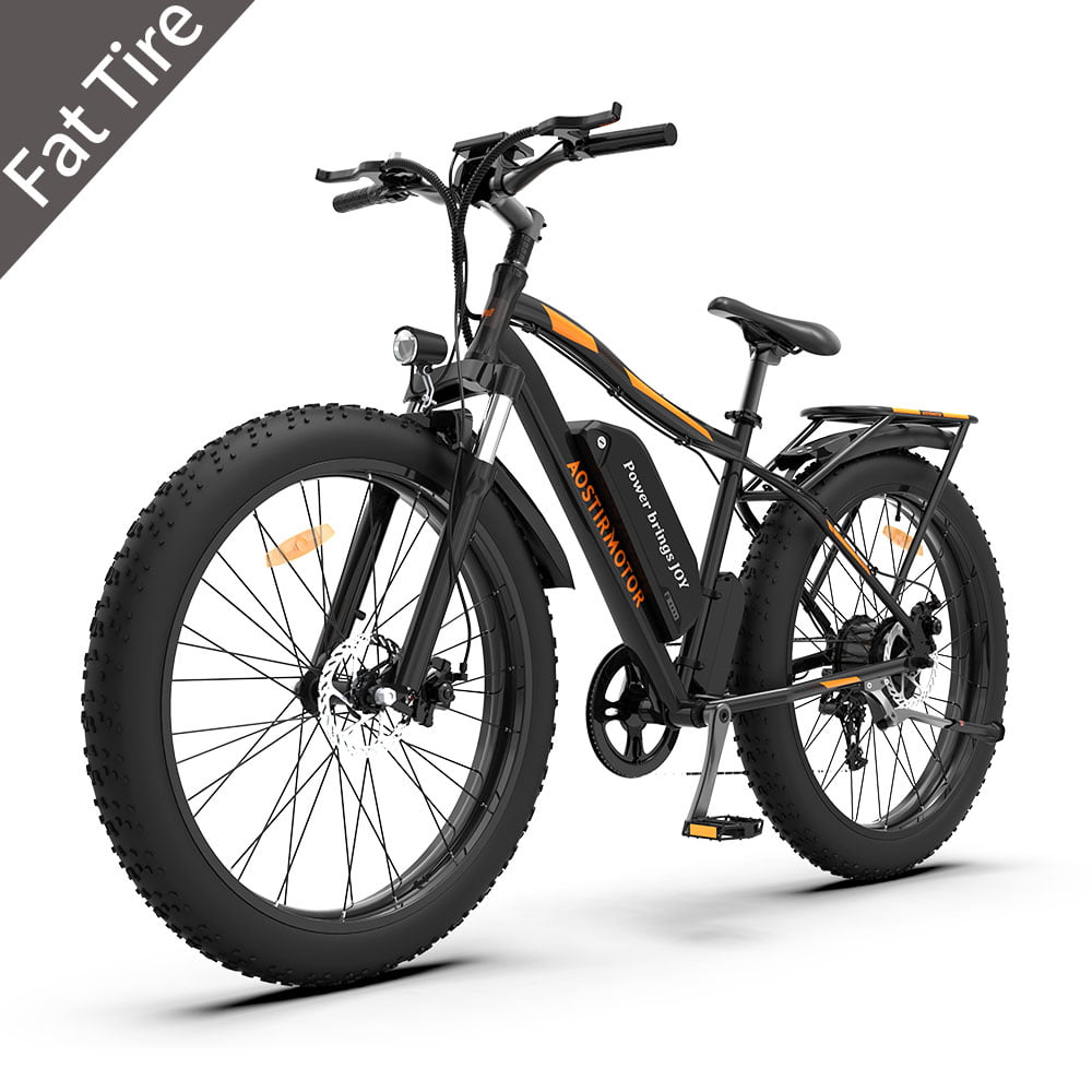 26 ‘’4.0 inch Ebike AOSTIRMOTOR Fat Tire Ebike 750W 48V 13AH Electric Mountain Bike with Rack and Fender Electric Bicycle for Adults… 
