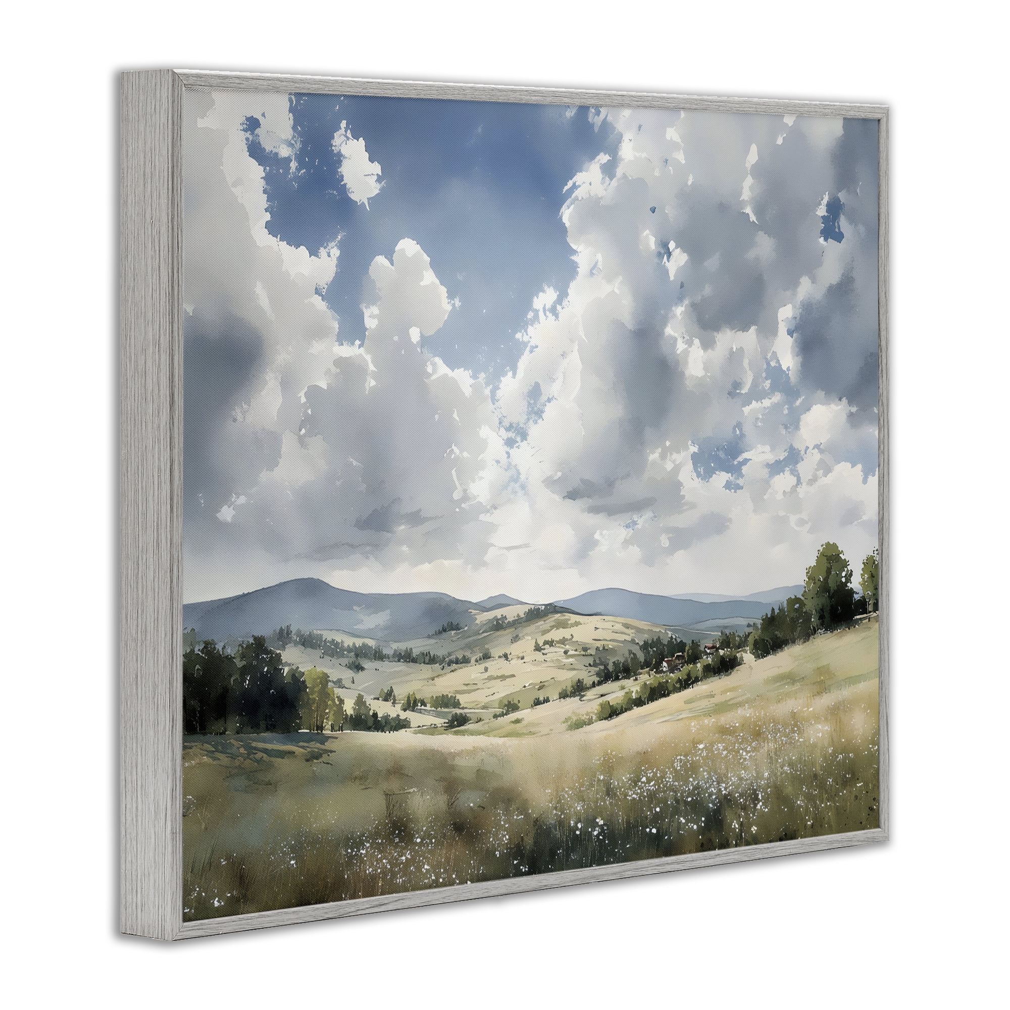 Stupell Industries Cloudy Hills Meadow Gray Framed Giclee Art, design by Franklyn Gregory
