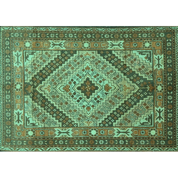 Ahgly Company Indoor Rectangle Persian Turquoise Blue Traditional Area Rugs, 2' x 5'