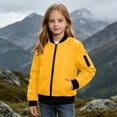 thumbnail image 5 of Kids Zip Bomber Jacket with Pockets, Waterproof Windproof Long Sleeve Outdoor Coat for Boys Girls Ages 5-16 Fall Casual Outerwear Yellow 15 Years, 5 of 9