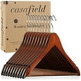 thumbnail image 6 of Casafield 10 Wooden Suit Hangers, Walnut - Non-Slip Pant Bar & Swivel Hook, 6 of 7