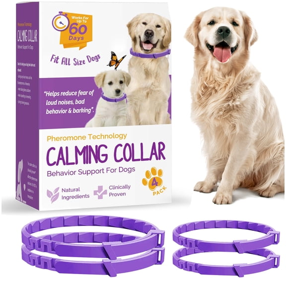 4 Pack Calming Collar for Dogs & Cats, Pheromone Anxiety Relief, Adjustable 27.5" Waterproof Calming Pheromone Collar, 60-Day Long Lasting