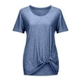 thumbnail image 3 of Round Neck Short Sleeve Casual T Shirt For Women With Knot Detail Solid Color Relaxed Fit Top And Shirts Women Women Undershirt Womens Stretch T Shirt Women Short Sleeve Shirts Casual T Shirt for, 3 of 4