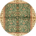 thumbnail image 1 of Ahgly Company Tapis d'Intérieur Rond Abstrait Marron Selle Oriental, 4 Pieds Rond, 1 of 6