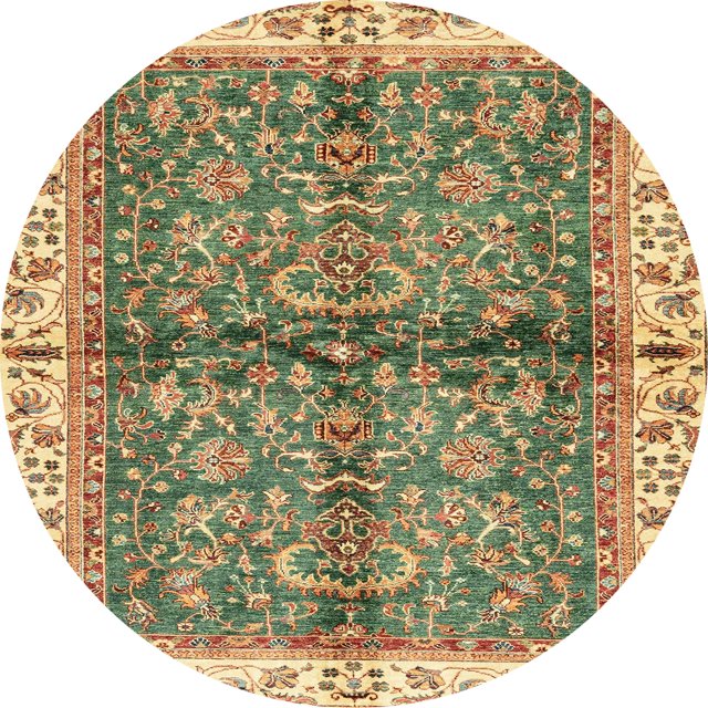 Ahgly Company Tapis d'Intérieur Rond Abstrait Marron Selle Oriental, 4 Pieds Rond