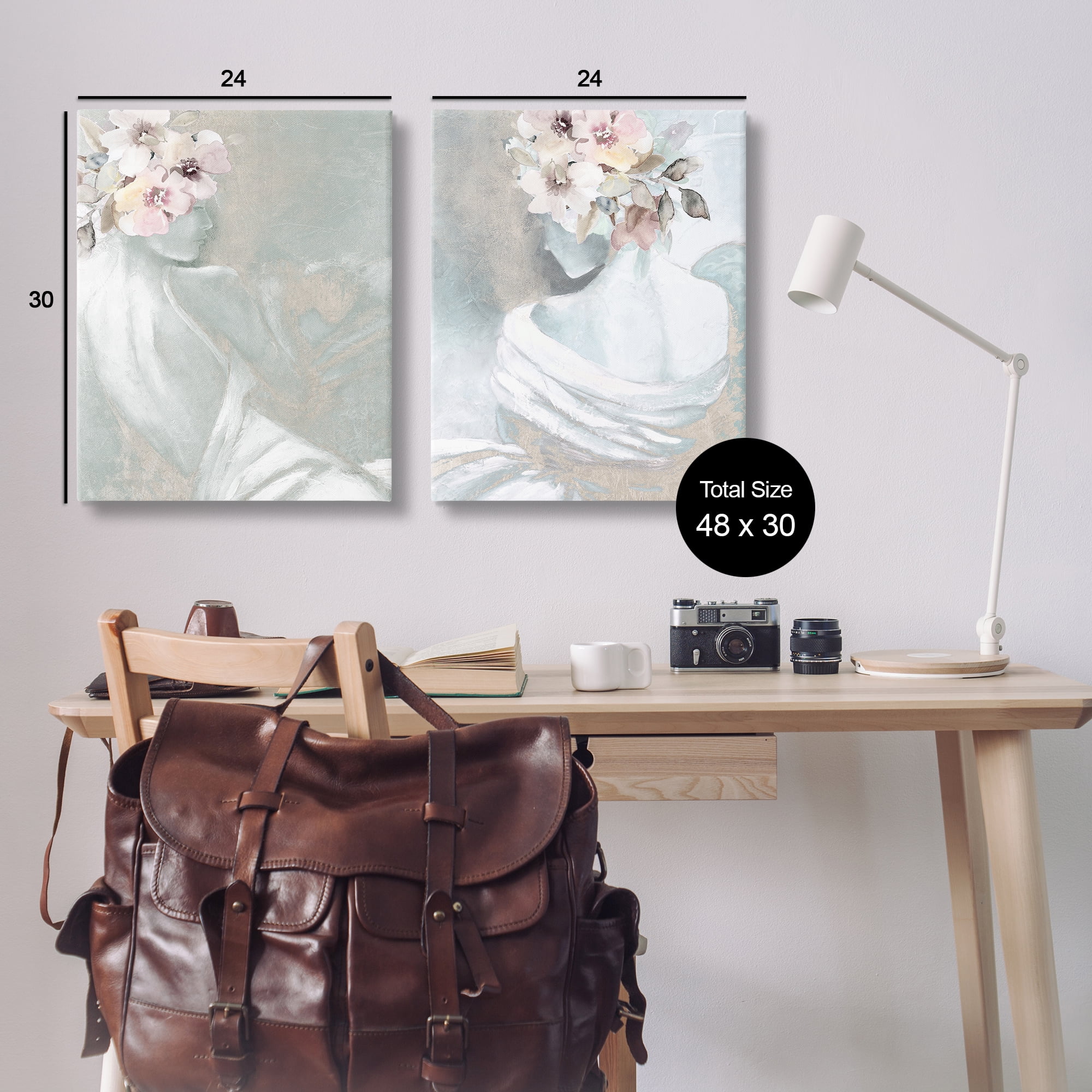 Stupell Industries Female Figure Floral Pose People Painting Wrapped Canvas Art Print Wall Art, 24 x 30, Set of 2
