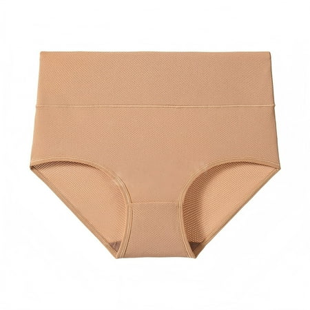 4 Packs Women s Underwear Comfortable Sports Breathable Ice Silk High Waist Briefs Panties for Women M Coffee