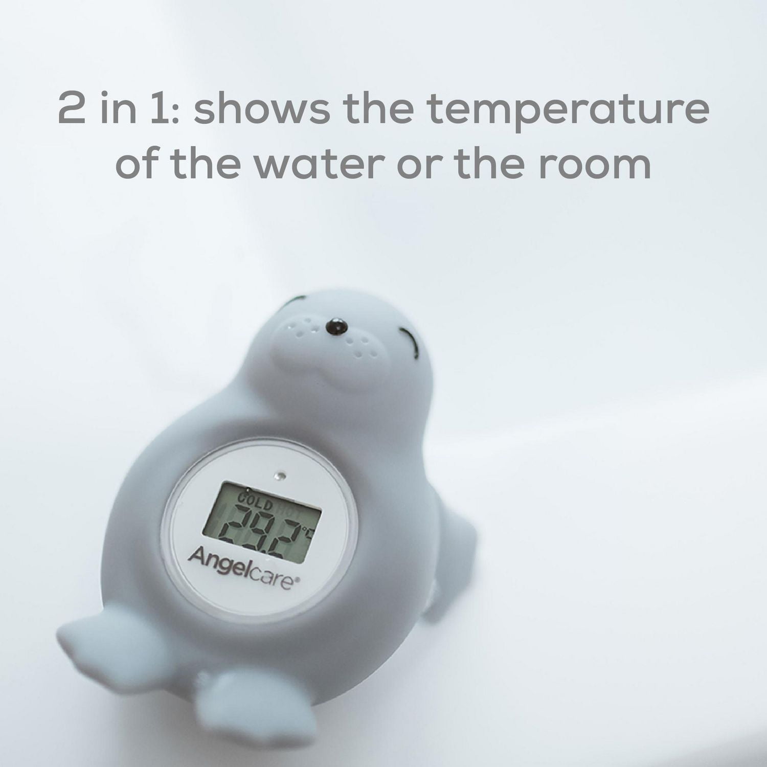 Angelcare® Baby Bath & Room Thermometer with Flashing Red Hot Alert, Cold Display, Auto-off, Shake Activation, Battery Included
