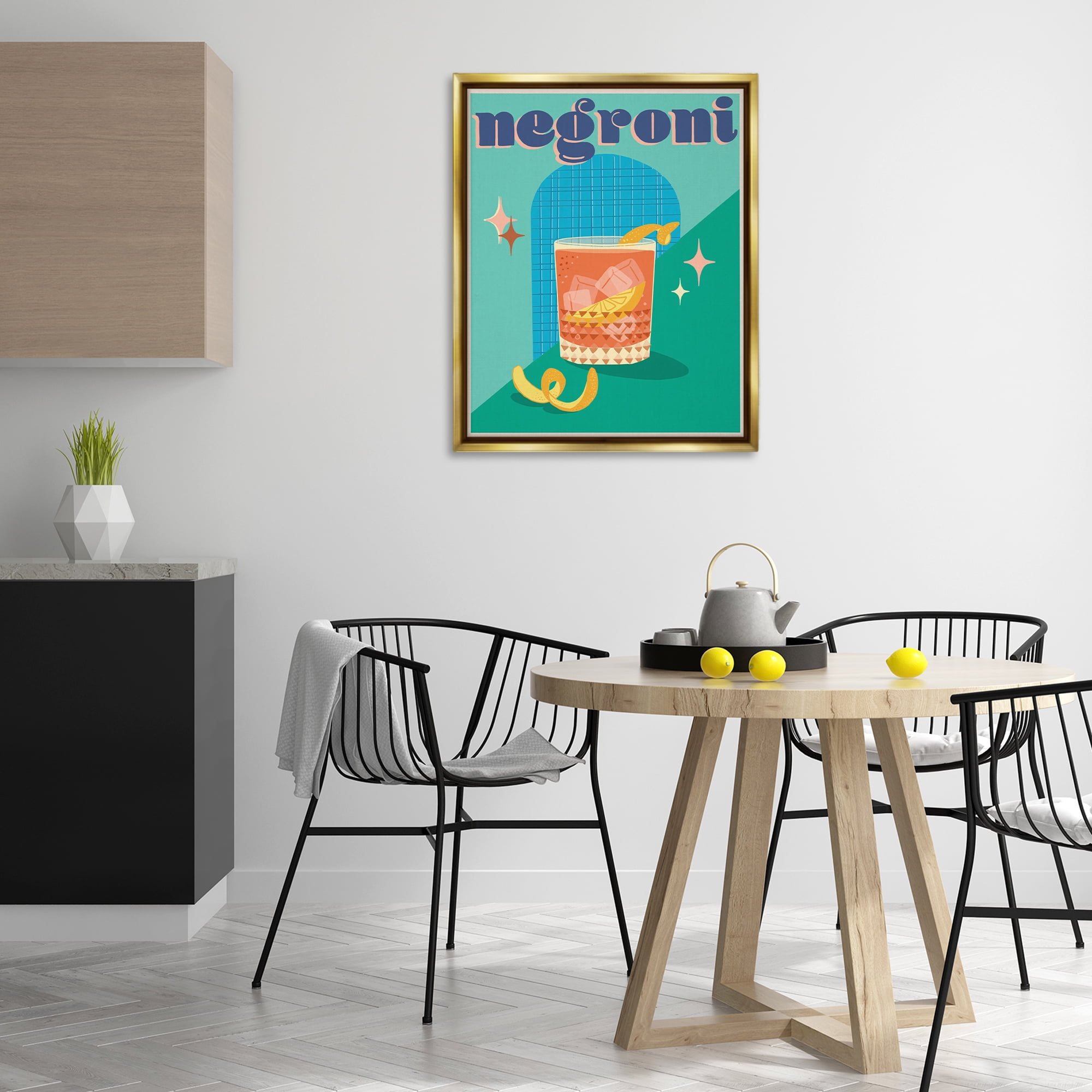 Stupell Industries Classic Retro Negroni Food & Beverage Painting Gold Floater Framed Canvas Art Print Wall Art, 25 x 31