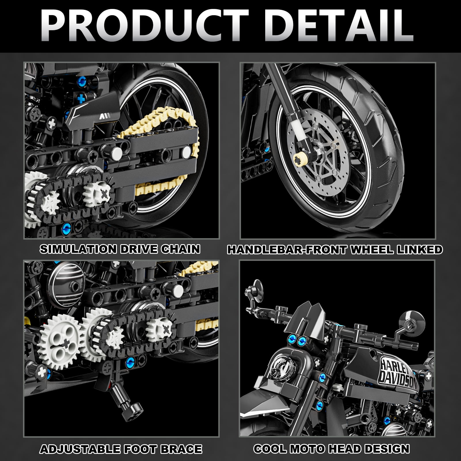 QOQ Motorcycle Building Block Toy Racing Roadster,1:8 Model Collectible Kits Motorcycle's Model Set and Technic for Boys & Adults (680 Pieces)