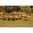 thumbnail image 3 of Teak Dining Set: 8 Seater 9 Pc: 94" Rectangle Table & 2 Stacking Arbor Arm & 6 Armless Chairs Outdoor Patio Grade-A Teak Wood WholesaleTeak #WMDSAB16, 3 of 6