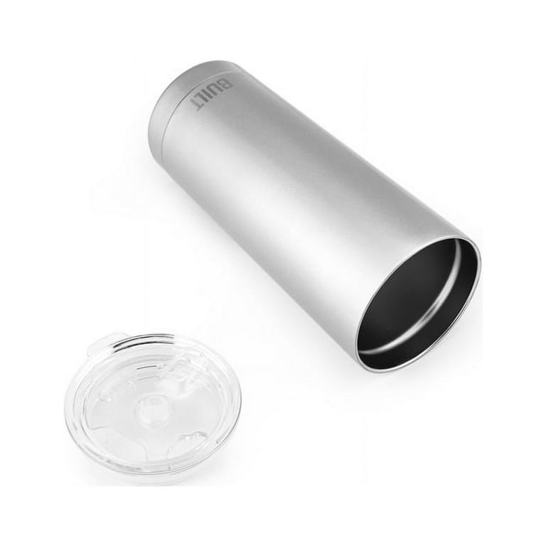True Capsule Insulated Can Cooler Tumbler - Double Walled Stainless Steel  Beverage Holder for Standard Cans and Bottles, Silver and Black, Set of 1