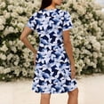 thumbnail image 5 of Nmnitkp Dresses for Women Casual Summer T-Shirt Dress, V-Neck Short Sleeve Empire Waist Loose Fit Flowy Mini Dress with Pockets, Solid Color for Everyday & Vacation Wear Blue,XL, 5 of 7