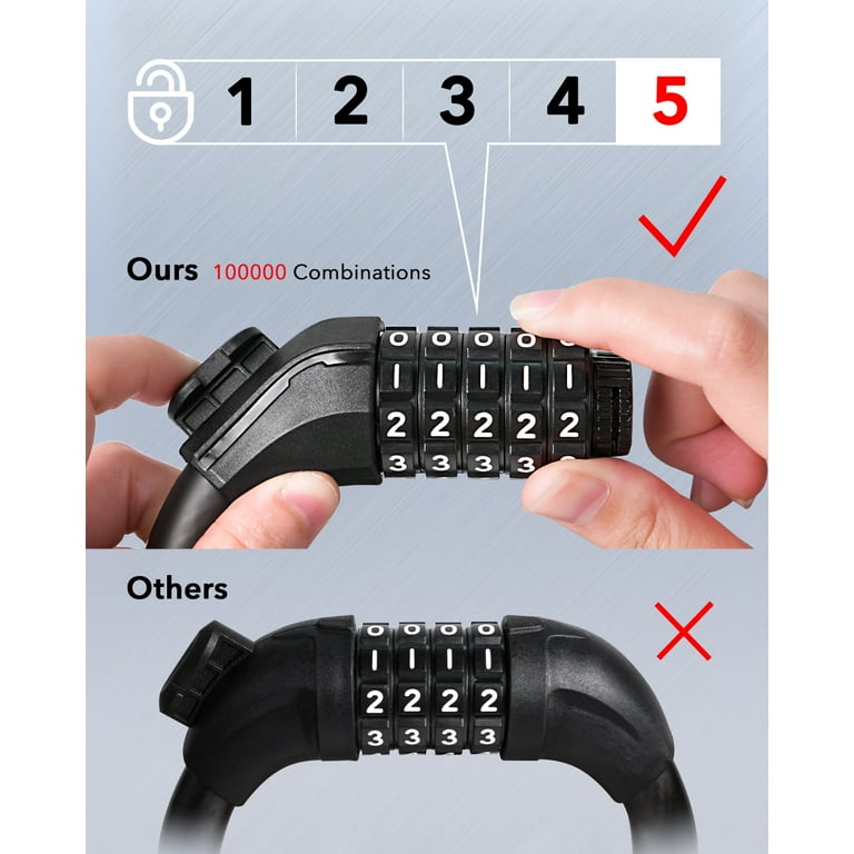 KEYSTP Bike Lock Cable with Combination, Upgraded High