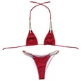 thumbnail image 5 of REORIAFEE Womens Bikini Retro Tankini Swimsuit Vintage Beachwear Patchwork Swimsuit Two Piece Set Bra Swimwear Beachwear Red S, 5 of 6