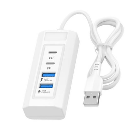 USB Charging Dock With Four Outputs Including Double USB And Type C For Smartphones And Tablets