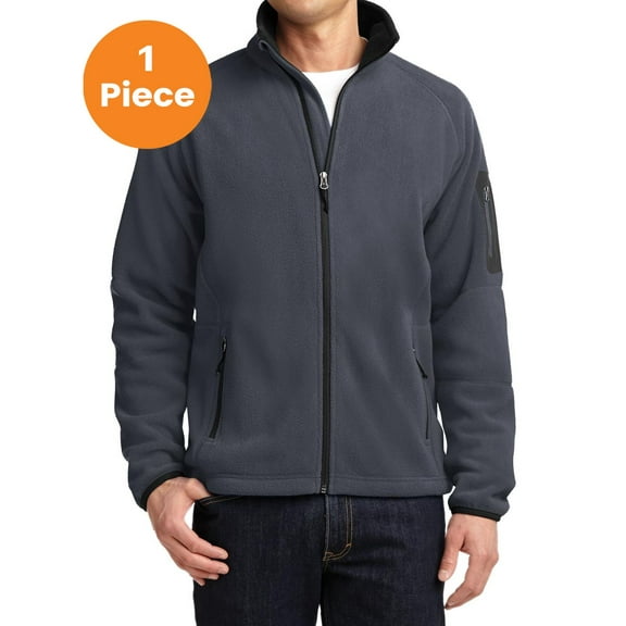 Port Authority F229 Enhanced Value Fleece Full-Zip Jacket, Battleship Grey/ Black, 4XL, Mens Fleece Jackets