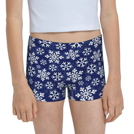 Pofeuu Snowflakes On Dark Blue Print Soft Cotton Girls Boyshort panties Toddler Underwear-Medium