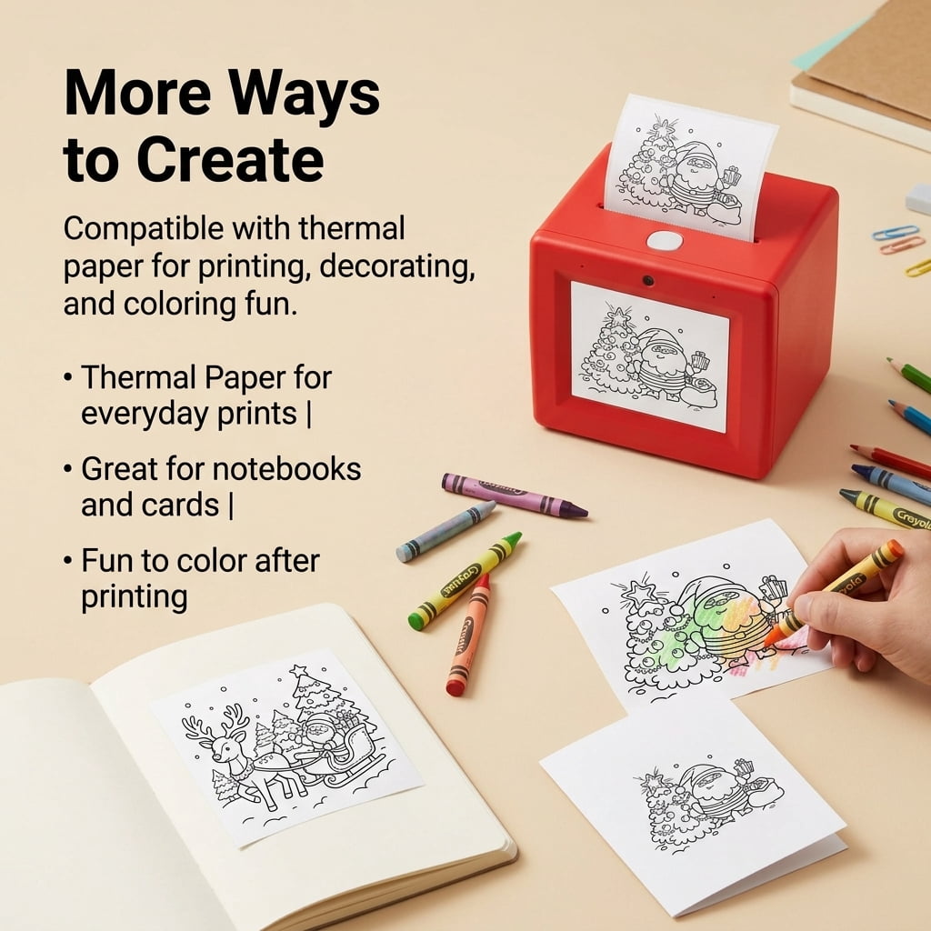 Mini Sticker Printer for Kids, Sticker Maker & Inkless Thermal Printer with Screen Preview, Portable Kids Sticker Printer for DIY Coloring Crafts, WiFi Mini Thermal Sticker Printer