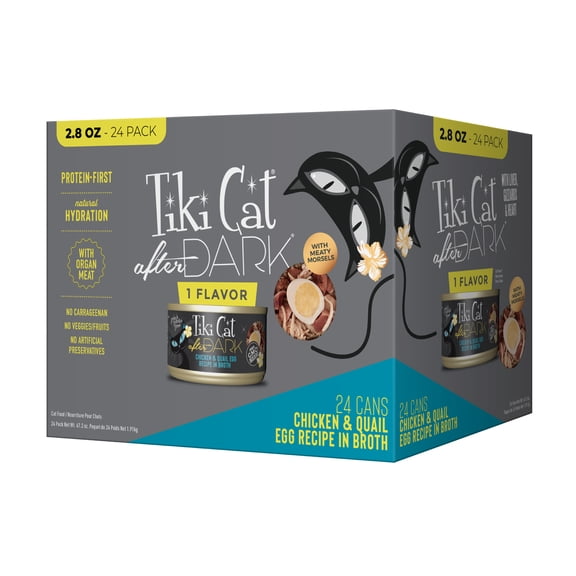 Tiki Cat After Dark Whole Foods Wet Cat Food, Chicken & Quail Egg, Multi Pack, 2.8 oz. Can (24 Count)
