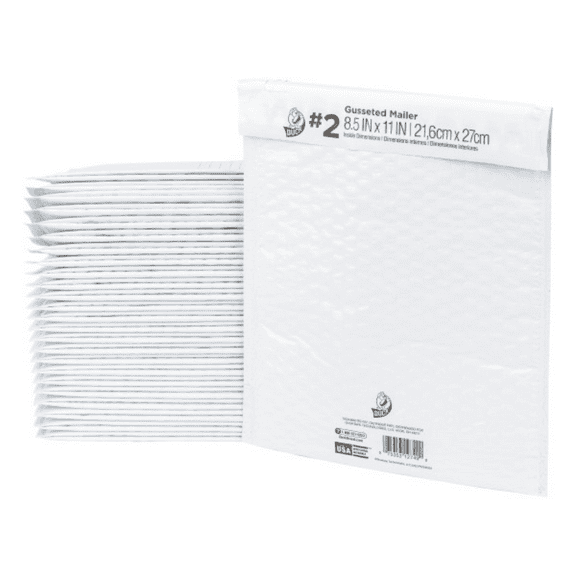 Duck Brand Gusseted Poly Bubble Mailers: 8-1/2 in. x 11 in. (White) 25-pack