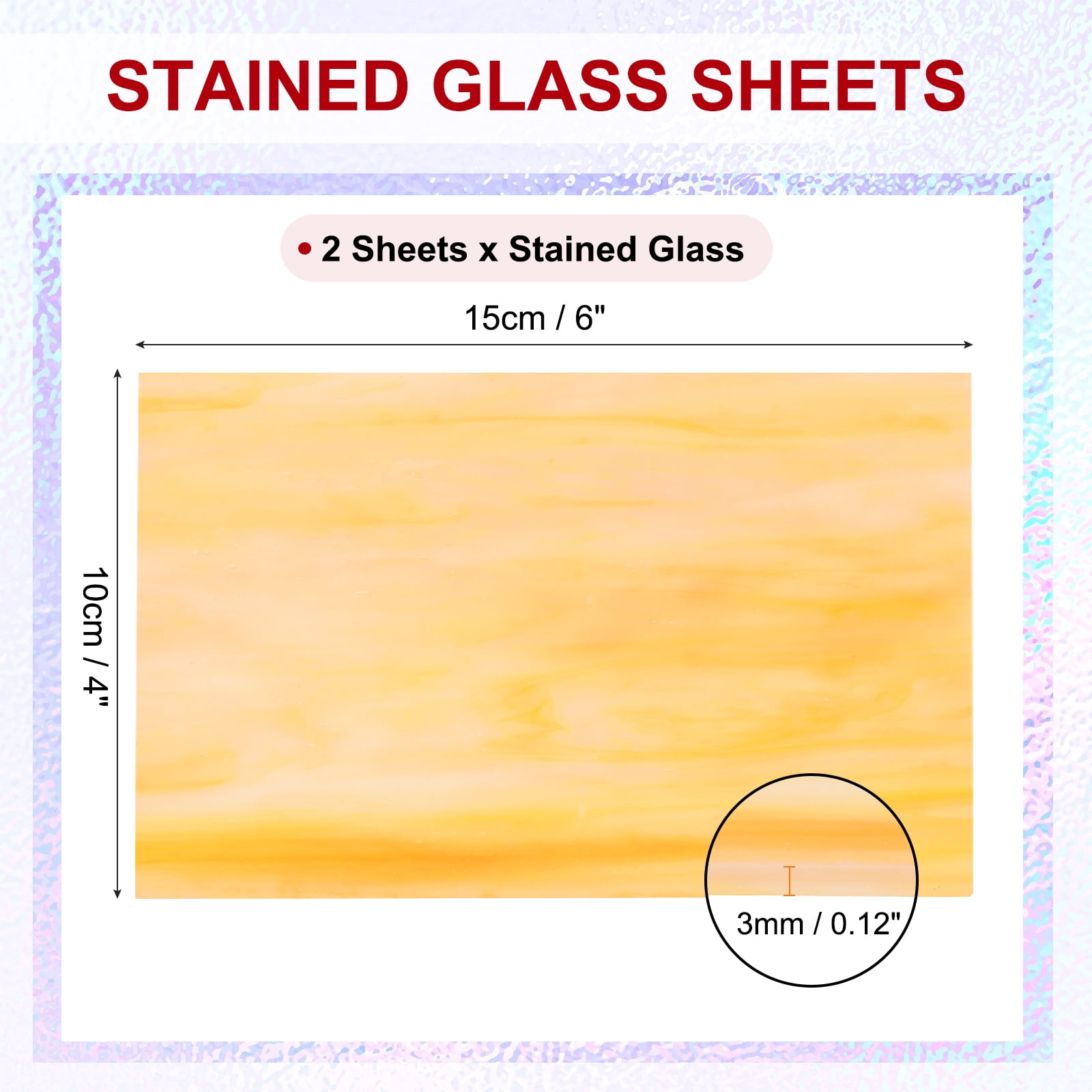 4 x 6 Inch Transparent Stained Glass Sheets, 2 Sheets Mosaic Glass Variety Pack Tiles for Art Supplies Crafts Projects, Champagne